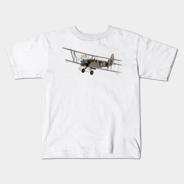 Polikarpov Po-2 Soviet WW2 Biplane Kids T-Shirt by NorseTech